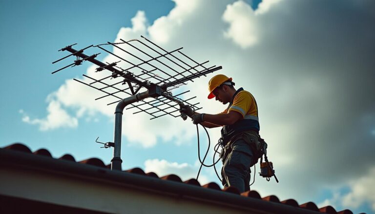 Antenne TV Extérieure Yagi 20 éléments - Réception TNT HD/UHD 4K, Longue Portée - Câble Coaxial 8 M Inclus, Résistante Aux Intempéries