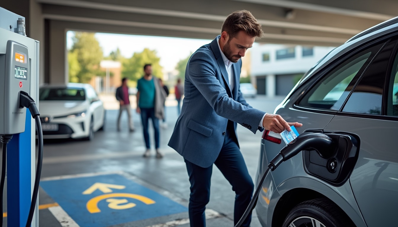 Illustration: Définition et fonctionnement d’une borne de recharge électrique avec paiement par carte bancaire