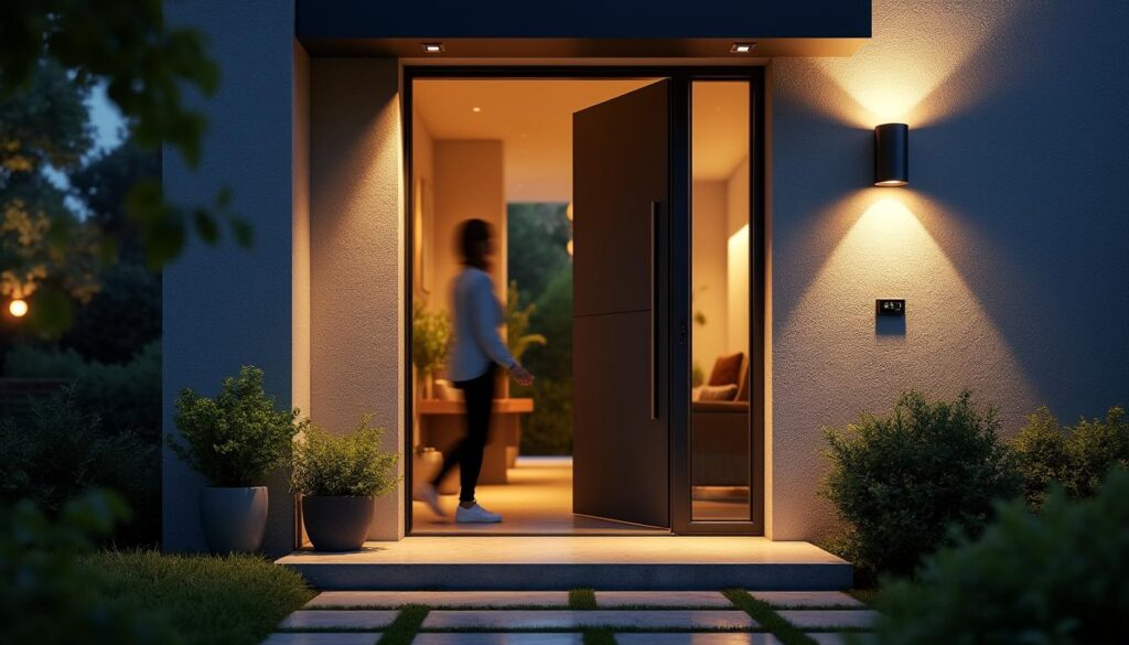 Scénario d’éclairage à détection de mouvement la nuit : sécurité et économies