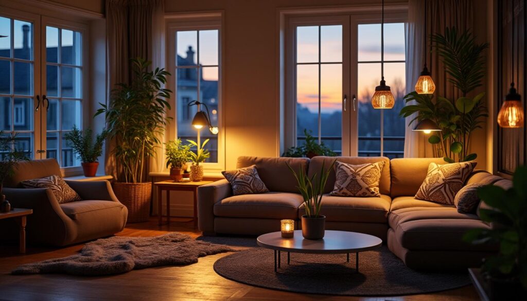 Scénario d’éclairage avec variation d’intensité dans le salon : guide pratique